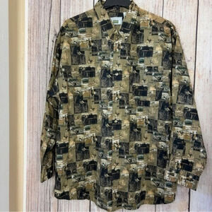 Michael Austin Bird Print Mens button down shirt XXL